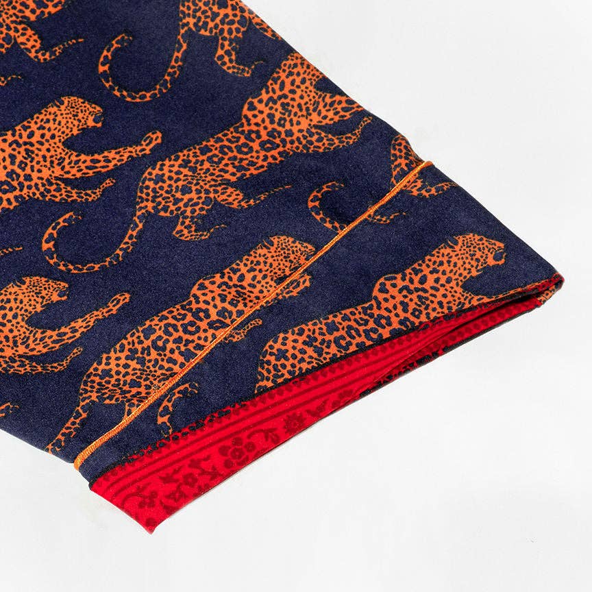 Navy Leopard Cheetah Washable Silk Pajamas