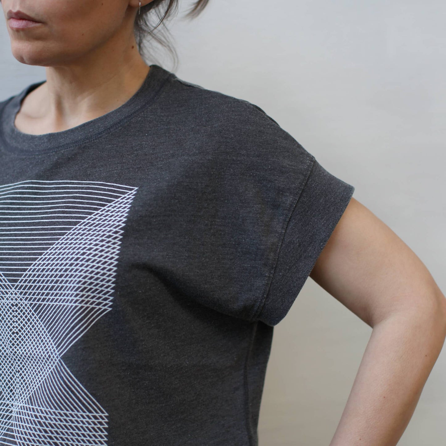 Palindromes Geometric Triangles Loose Fit Boxy Tee Black