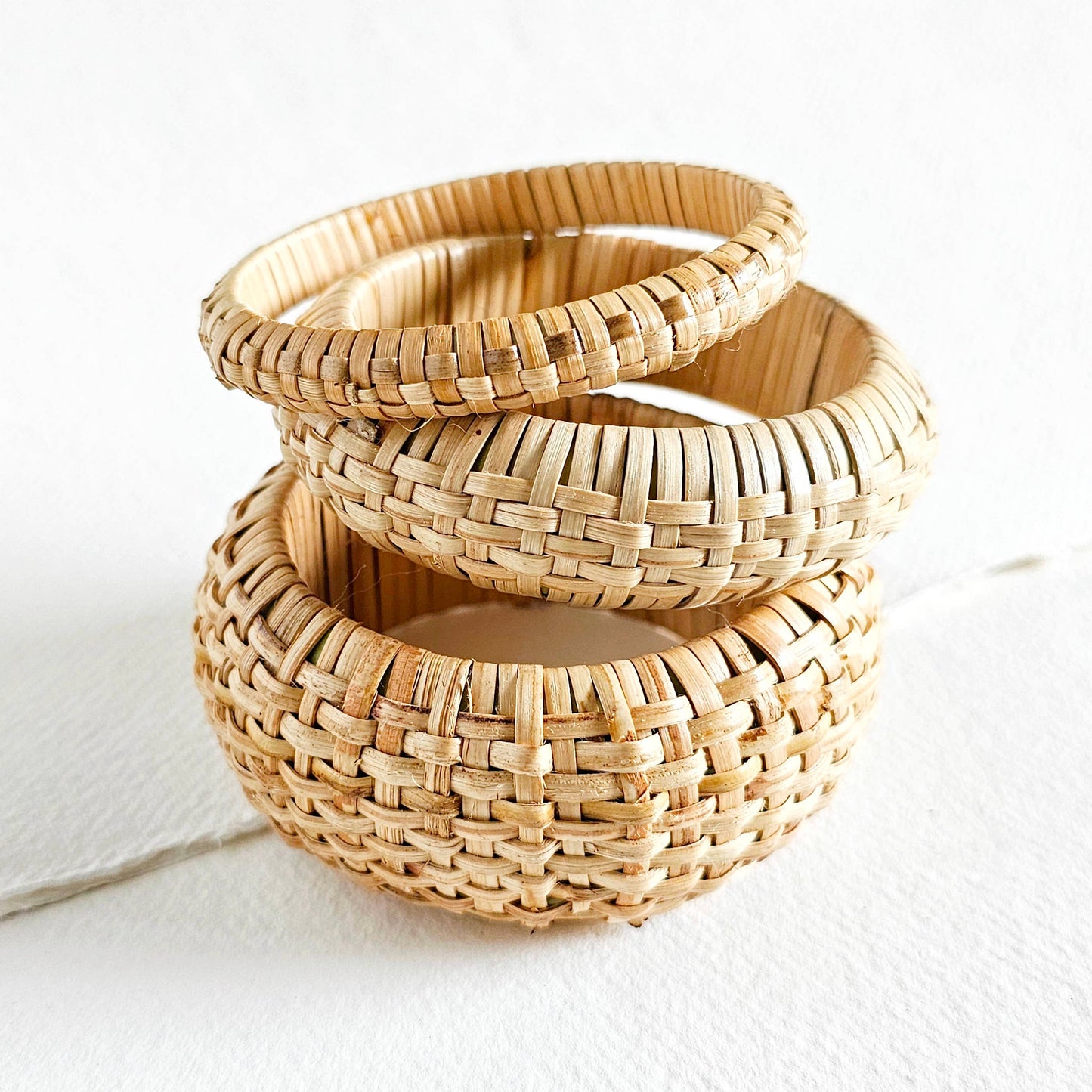 Rattan Cane Bangle Bracelet Set #BX42