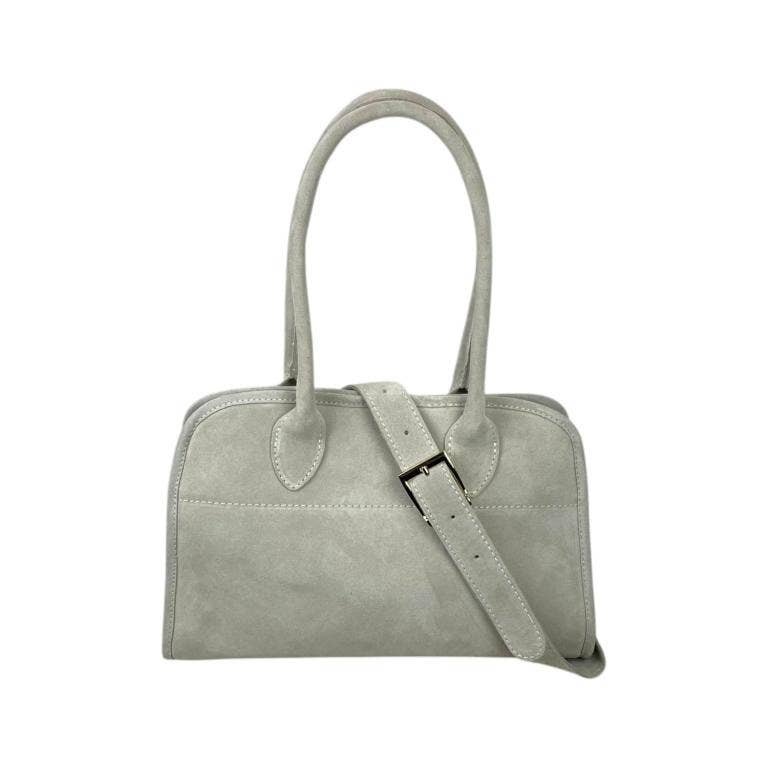Italian Suede Leather Shoulder Bag with Long Handles