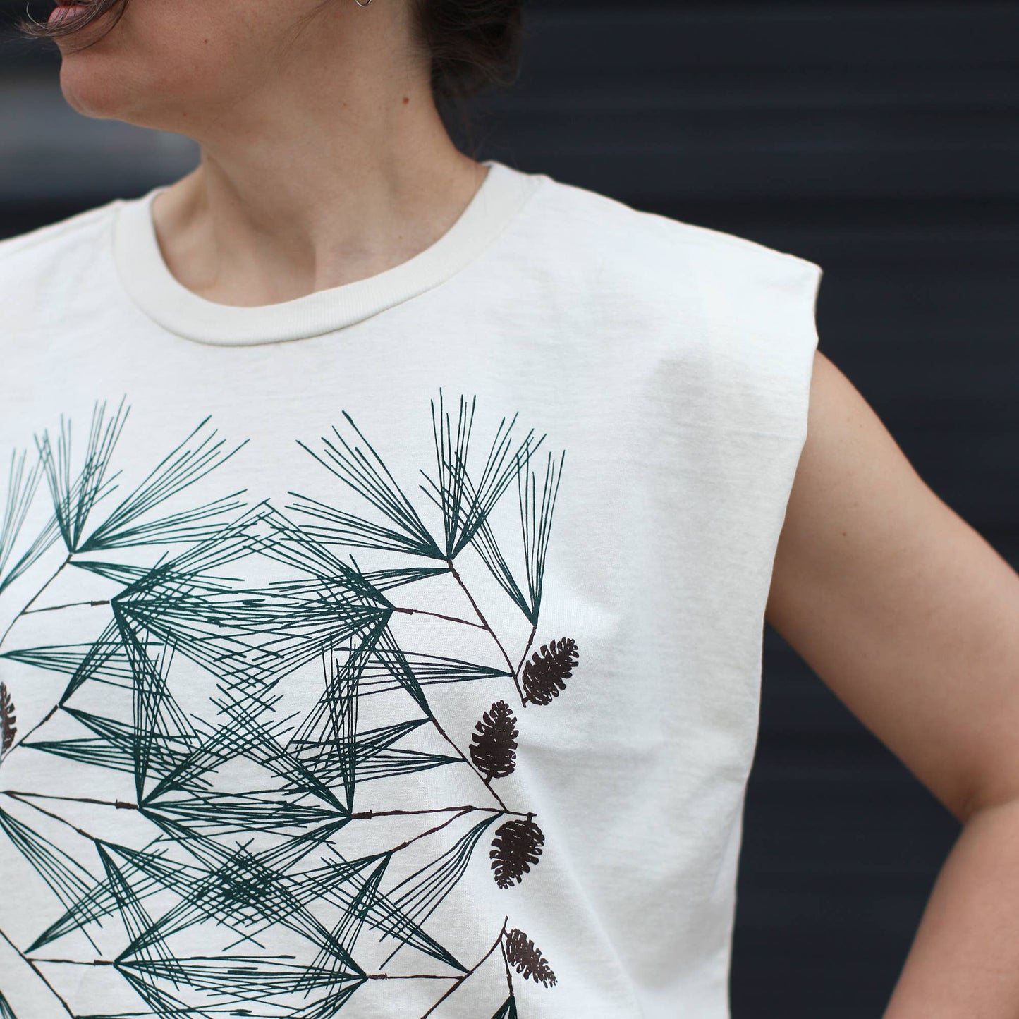 Pine Needles and Pinecones 100% Cotton Muscle Tank Natural
