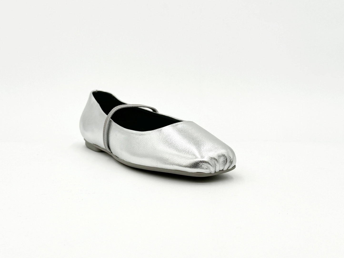Leather Mary Jane Flats | Silver