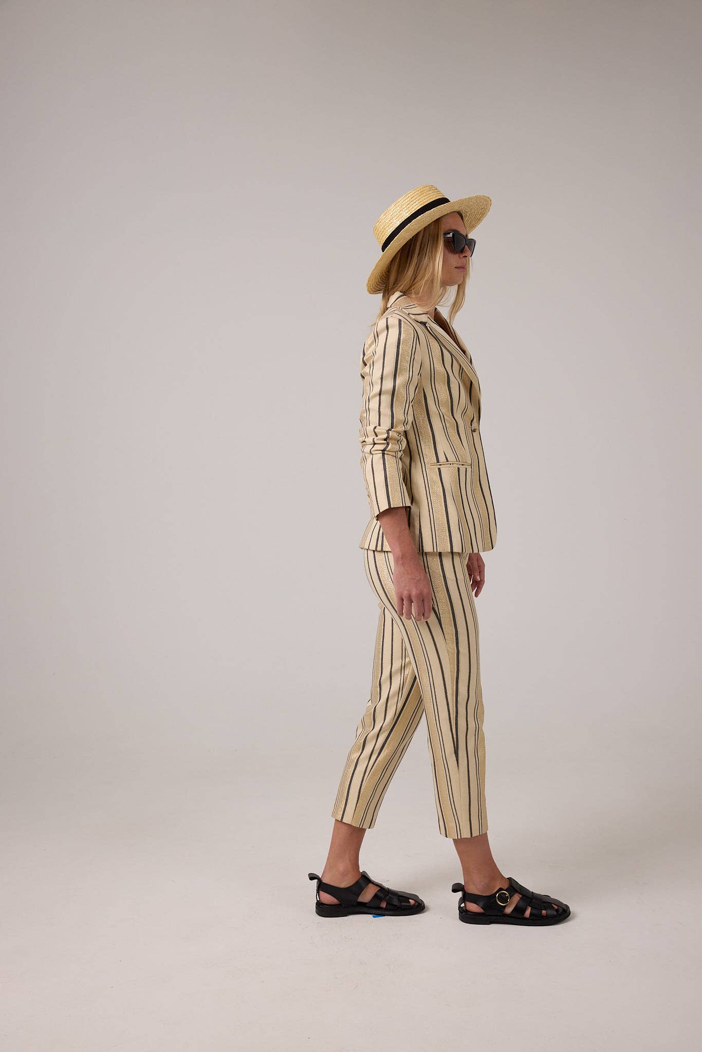 Oslo Jacquard Blazer - Gold Stripes