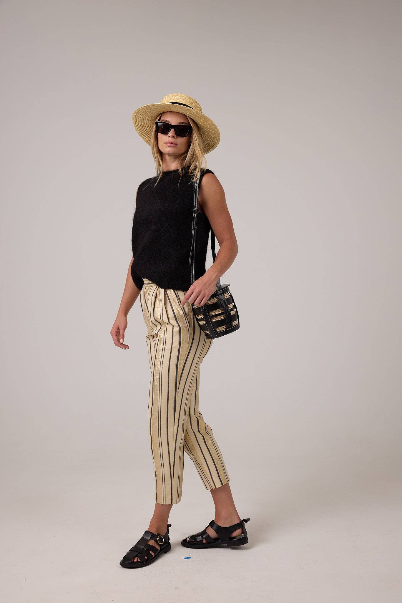 Rome Jacquard Pants - Gold Stripes