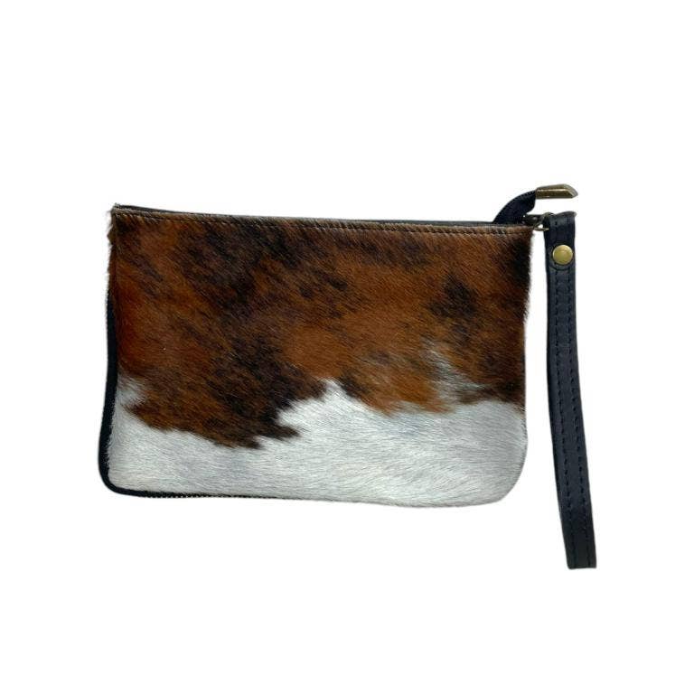 Leather Shoulder Bag with Natural Hair and Short Handle. Promo