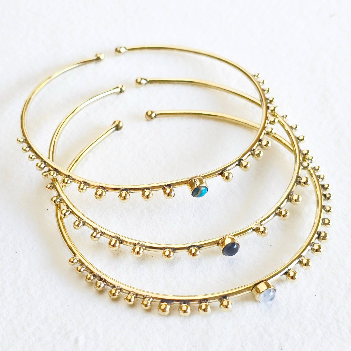 Brass Large Hoop Earrings Turquoise #BX20