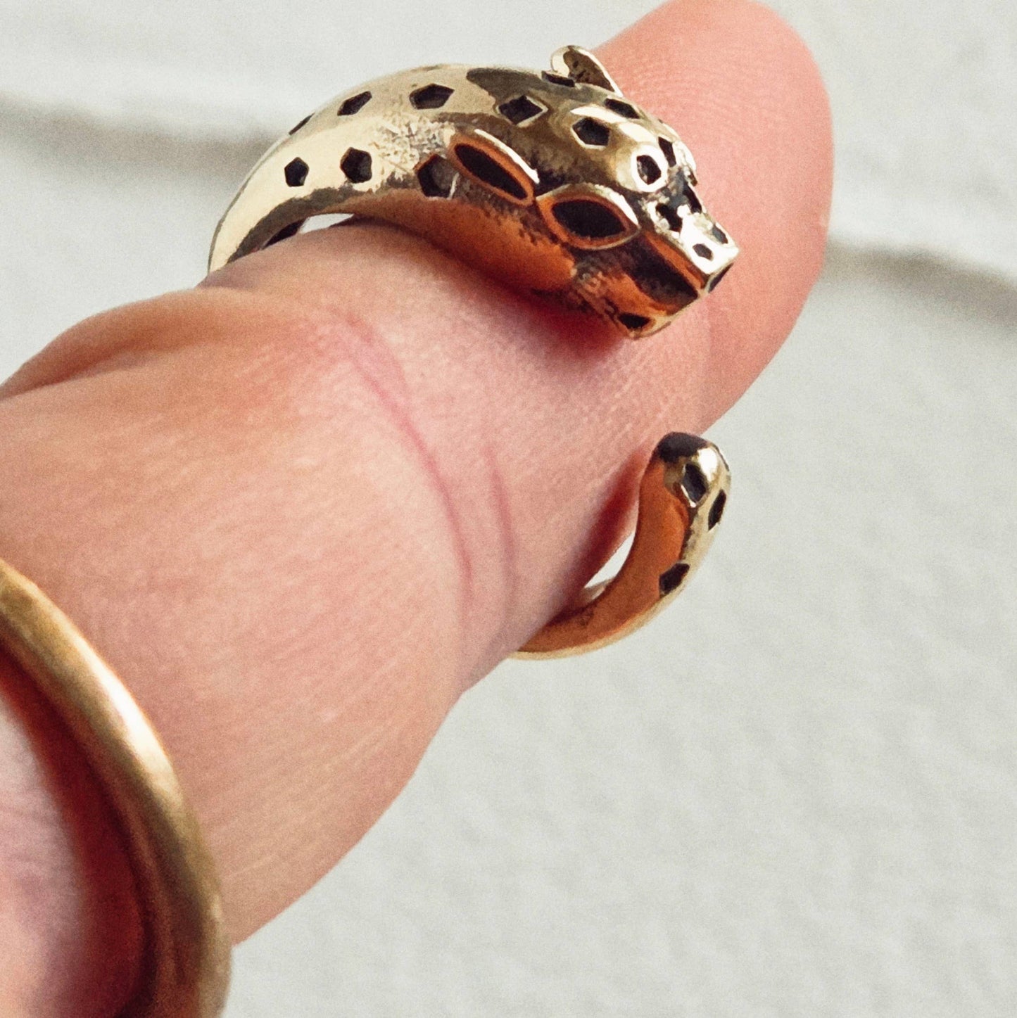 Brass tiger panther animal ring adjustable nature jewelry