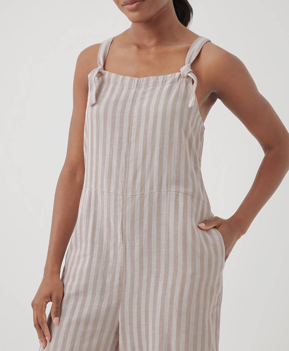 Coastal Double Gauze Tie-Strap Jumpsuit | Rockport Stripe