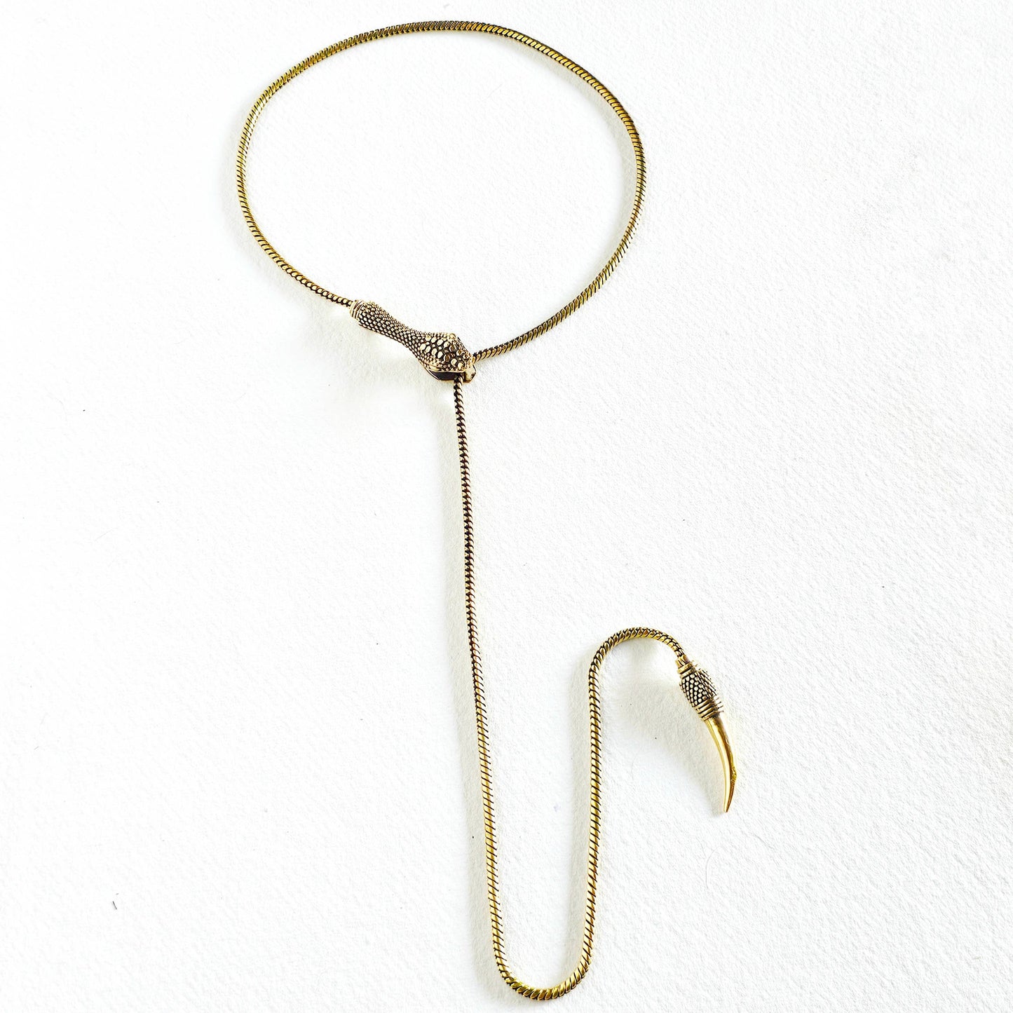 Brass Snake Chain Serpent Lariat Necklace #BX24