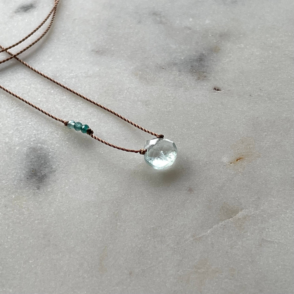Aquamarine and Emerald Courage Necklace, Valentine's Day