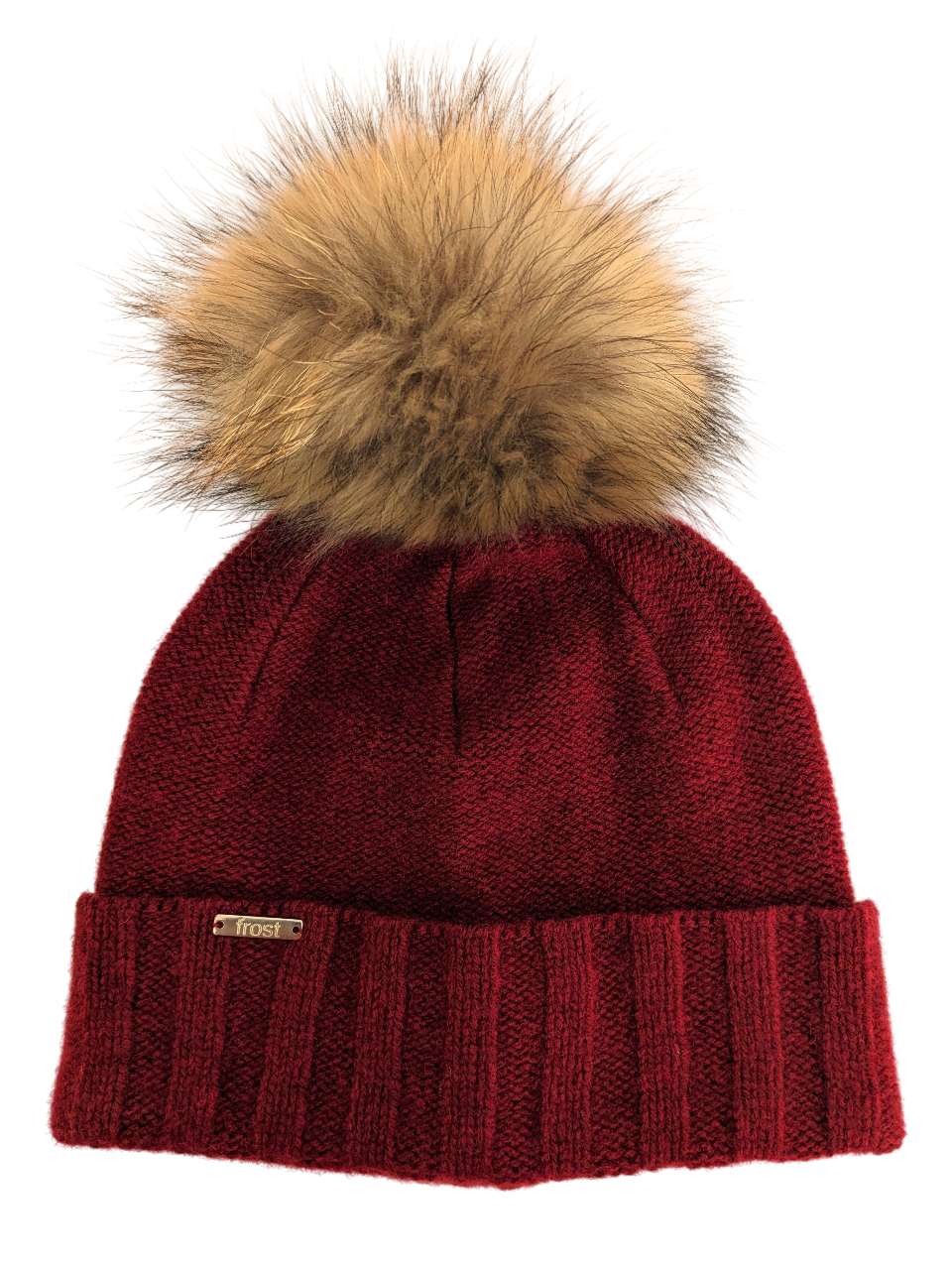 50% Cashmere 50% Merino Wool Hat with Detachable Fur Pompom
