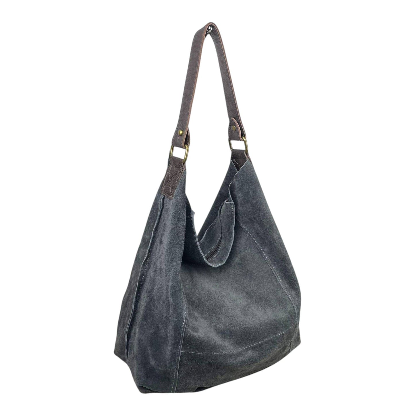 Large Suede + Leather Hobo Bag
