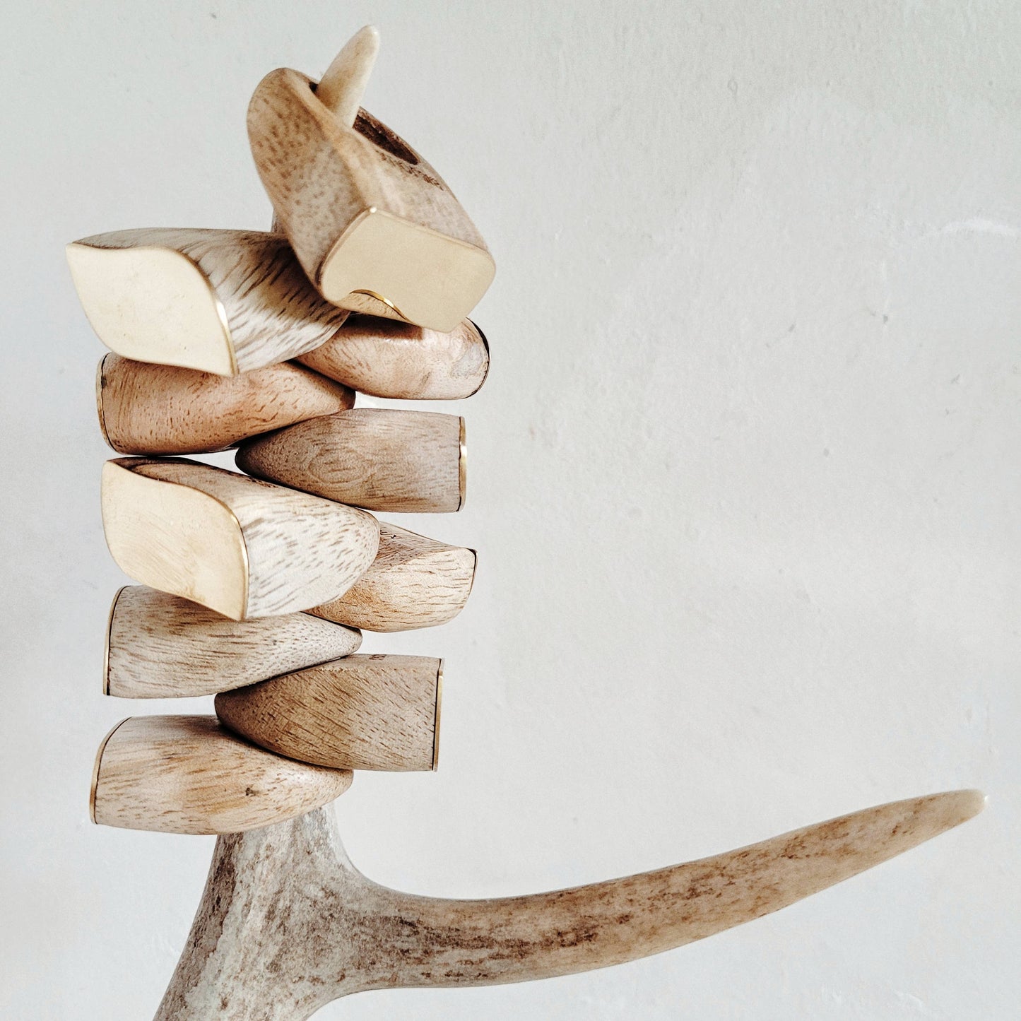 Wood brass chunky ring wooden rings