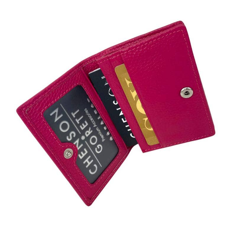 Leather Card Holder with Button Flap and High Quality