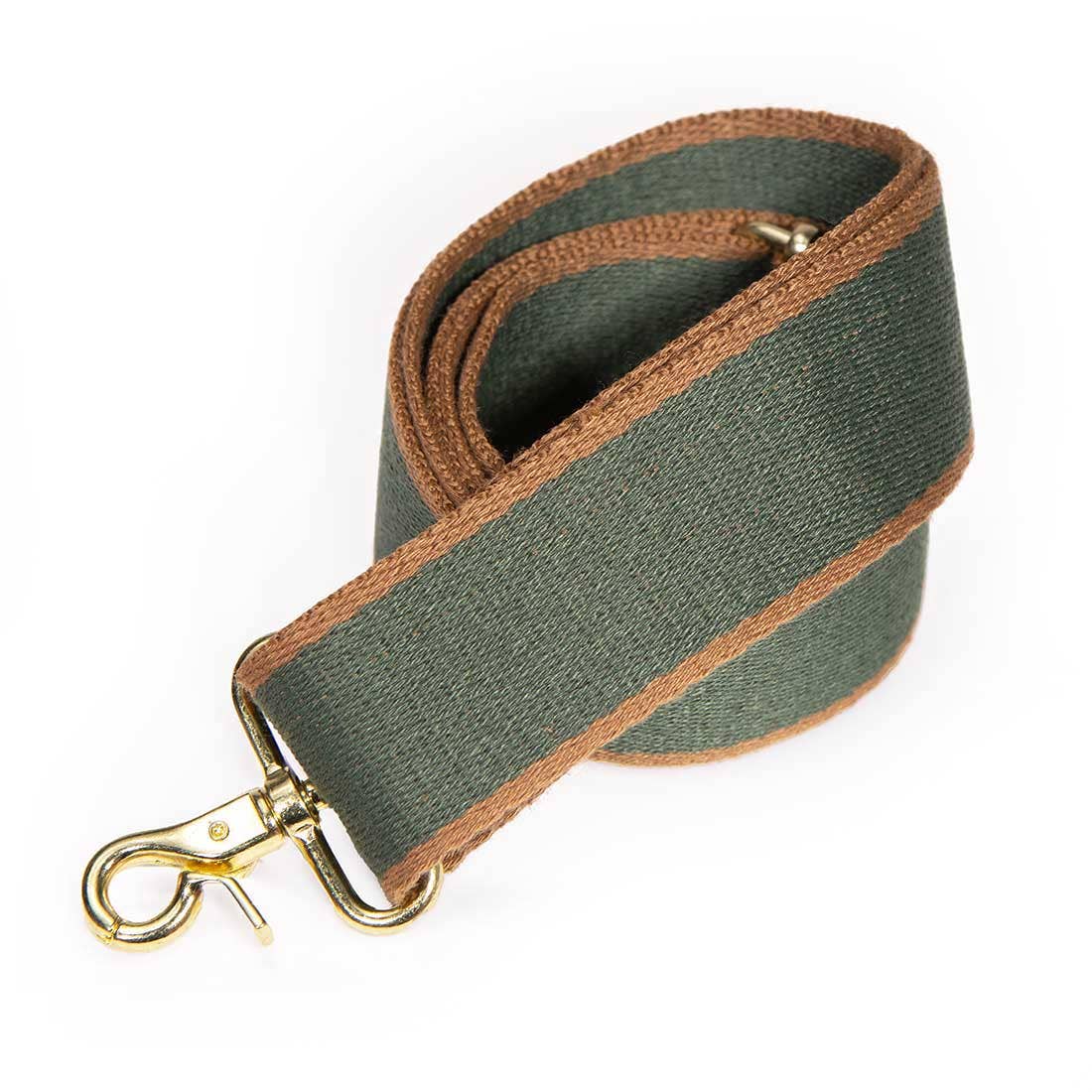 Cotton Striped Cross Body/Shoulder Strap- Olive/Tobacco