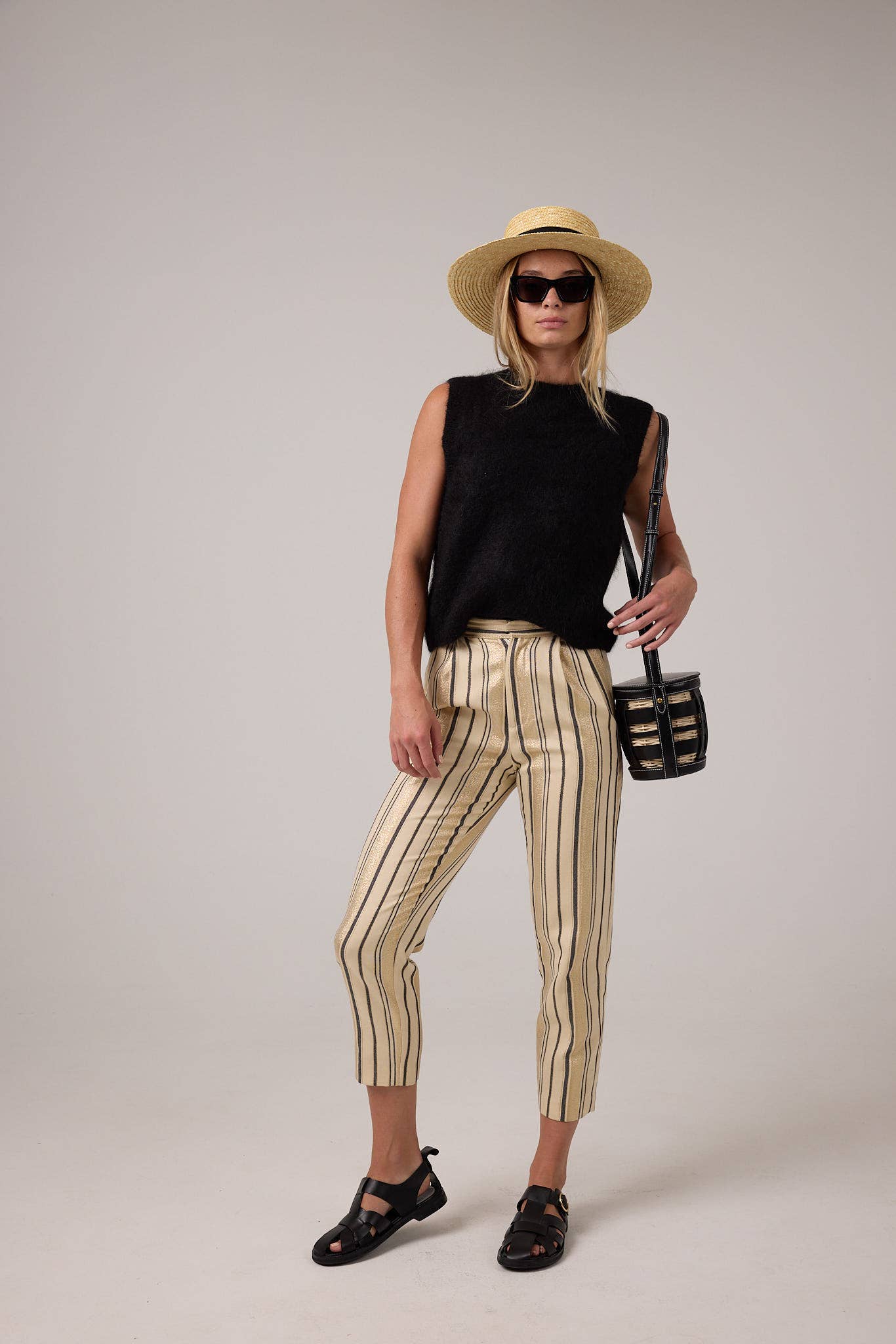 Rome Jacquard Pants - Gold Stripes