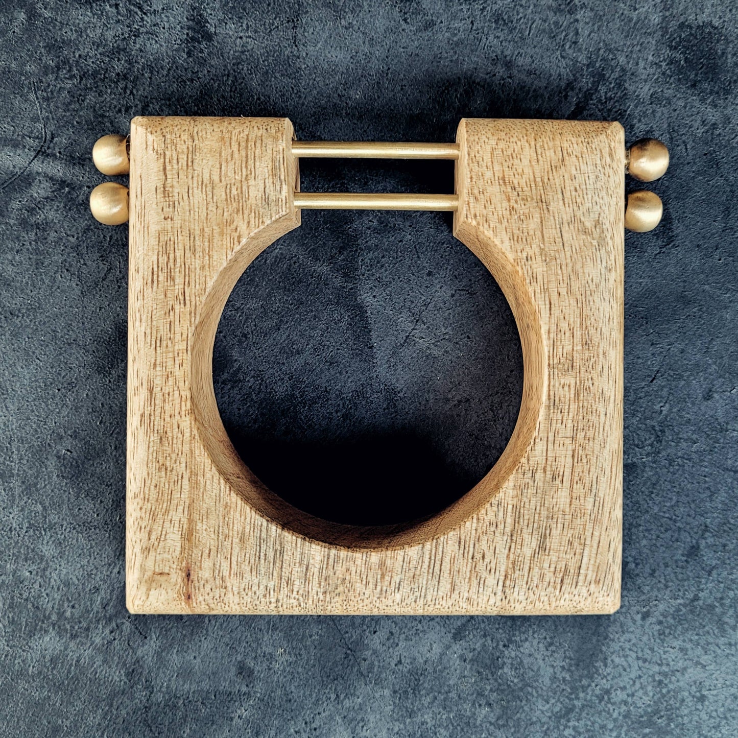 Square orchard wood brass designer bangle bracelet -#BX01