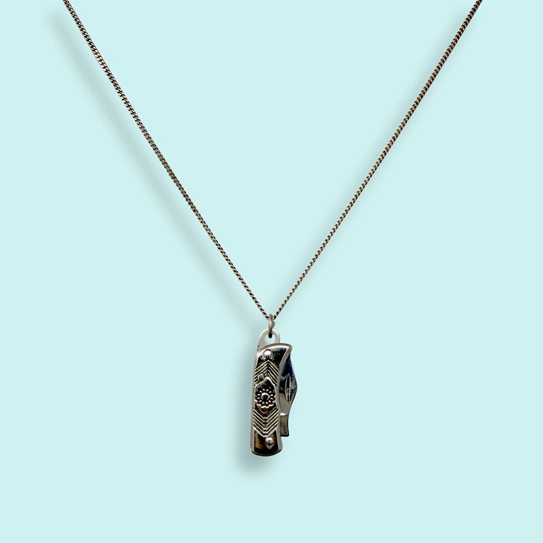 Silver Wildflower Knife Necklace