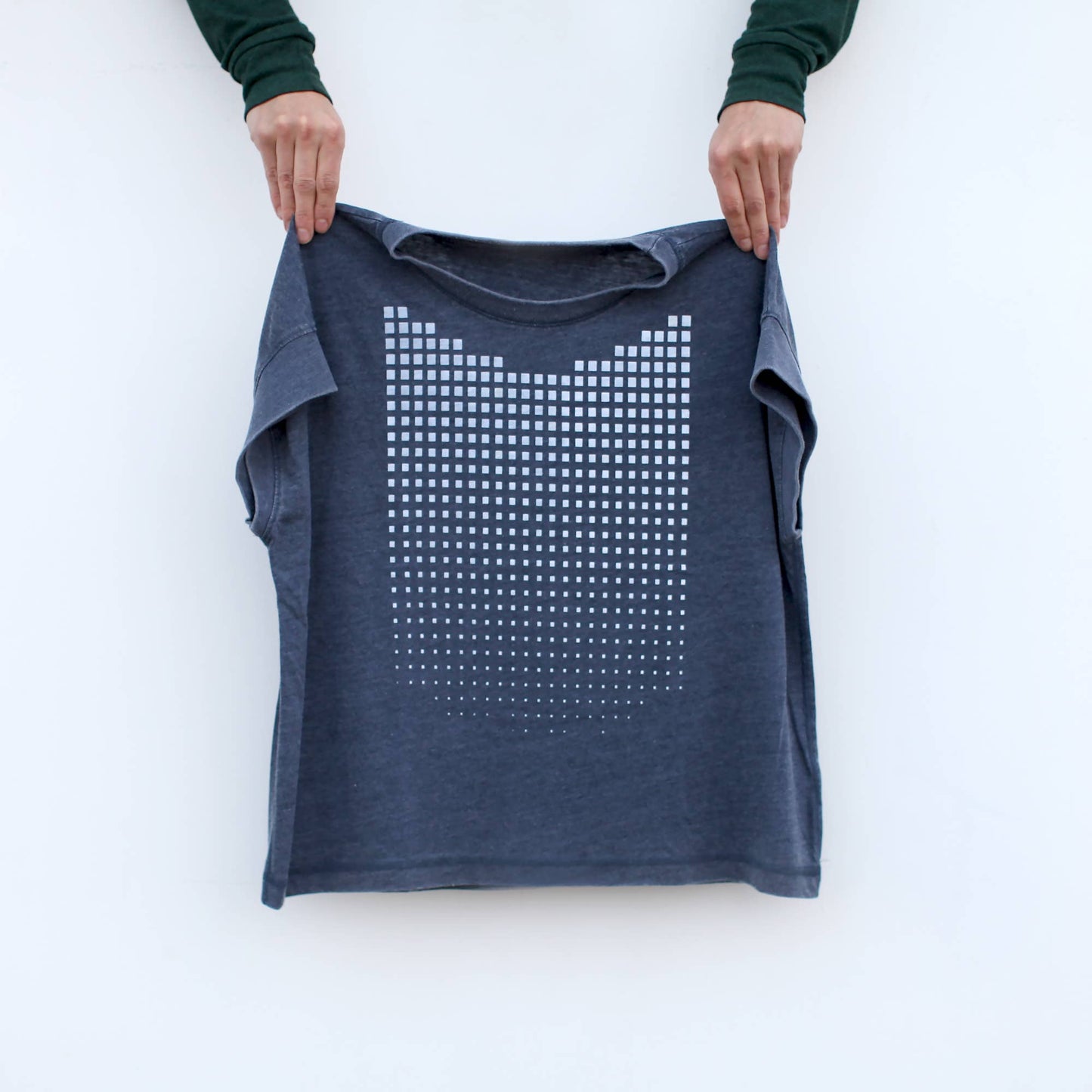 Geometric Minimalist Geo Fade Loose Fit Boxy Tee Navy