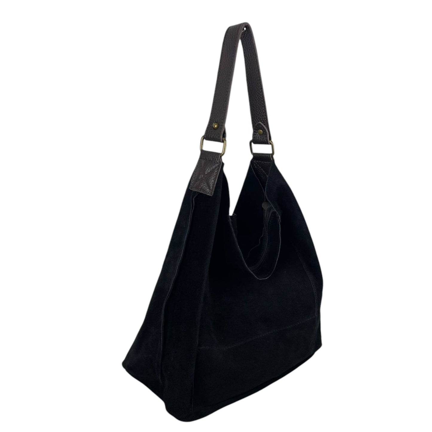 Large Suede + Leather Hobo Bag