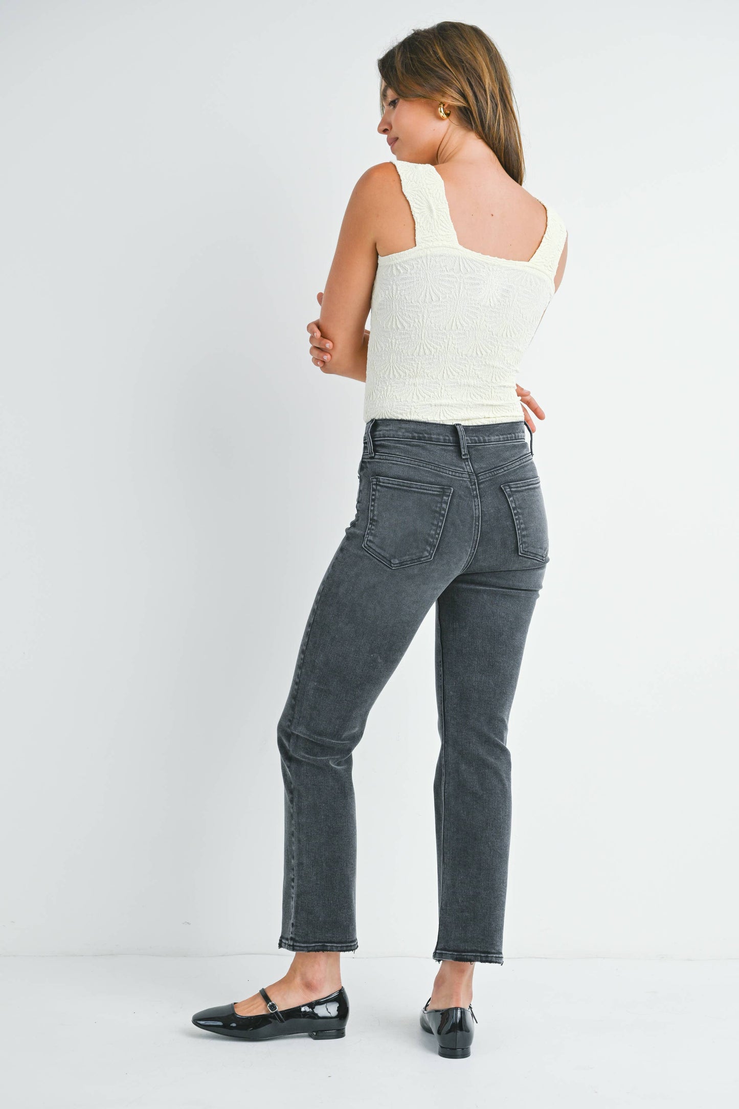 High Rise Soft Stretchy Straight | Washed Black