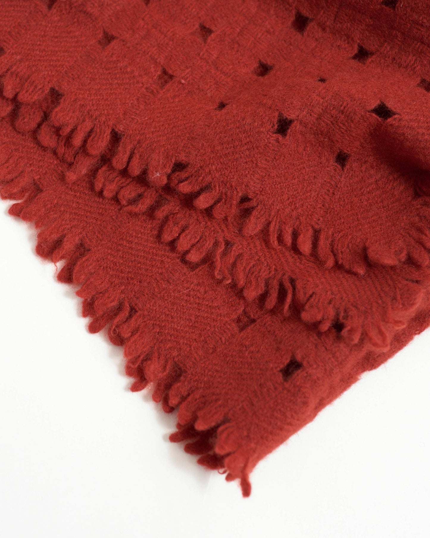 "Pixie" Eyelet Cashmere Scarf - Red