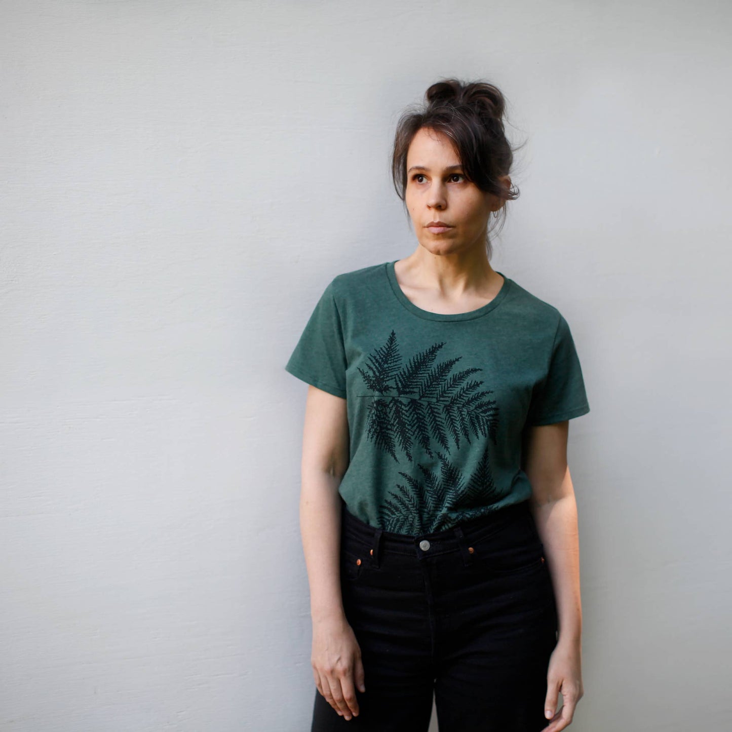 Fern Leaves Tee Shirt Forest Green