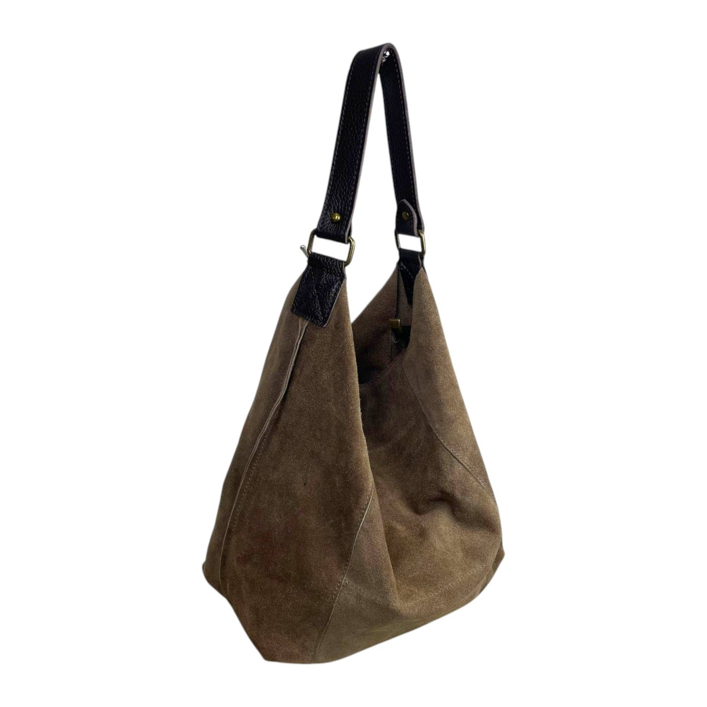 Large Suede + Leather Hobo Bag