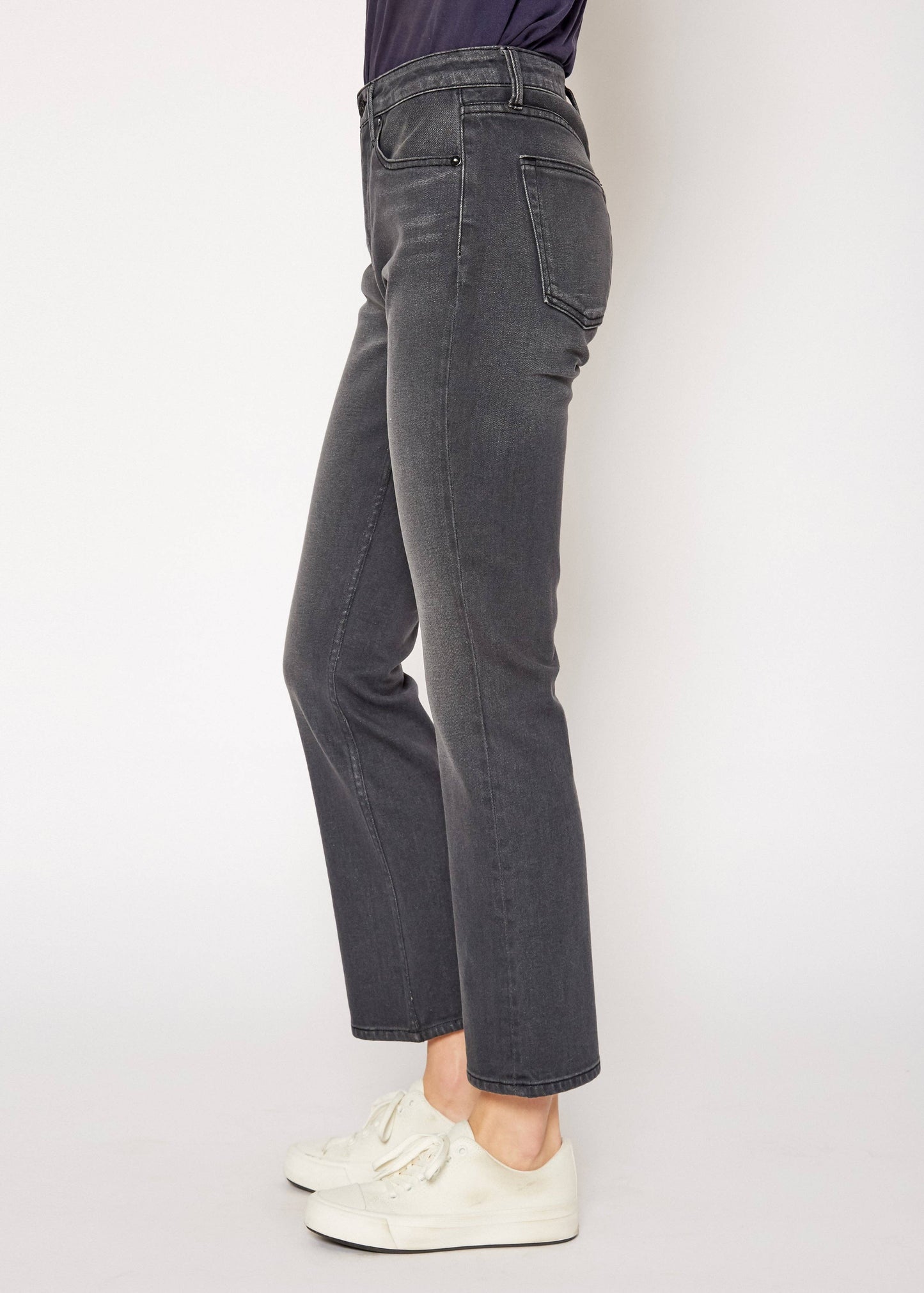 Farrah High Rise Kick Flare Jeans - Dark Grey Wash