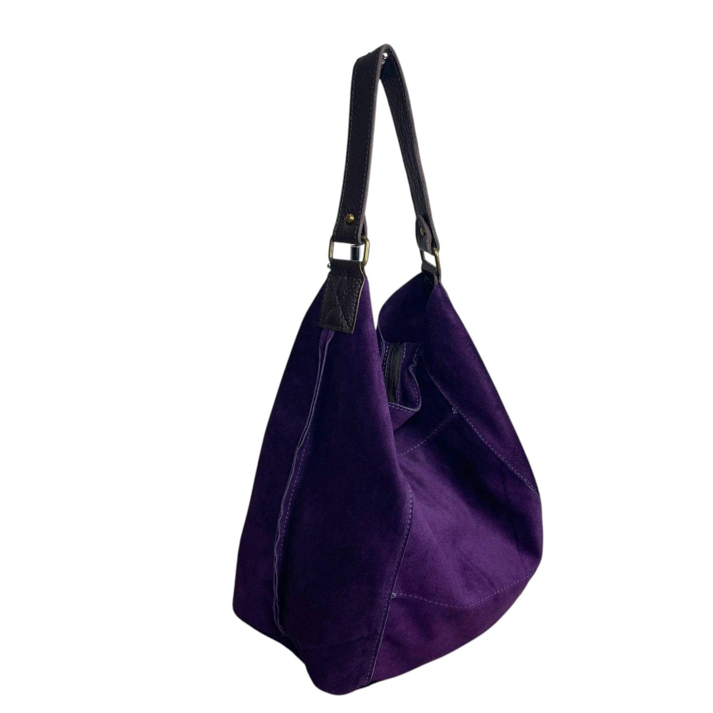 Large Suede + Leather Hobo Bag