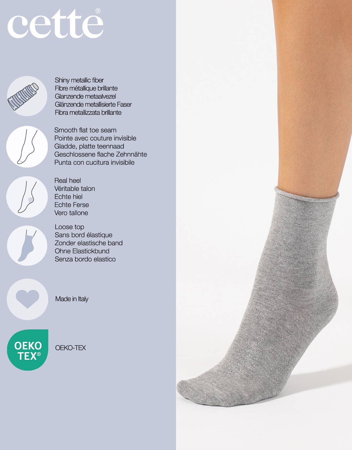 Shiny Socks Glitter Women Ankle Socks Gift Made in Italy
