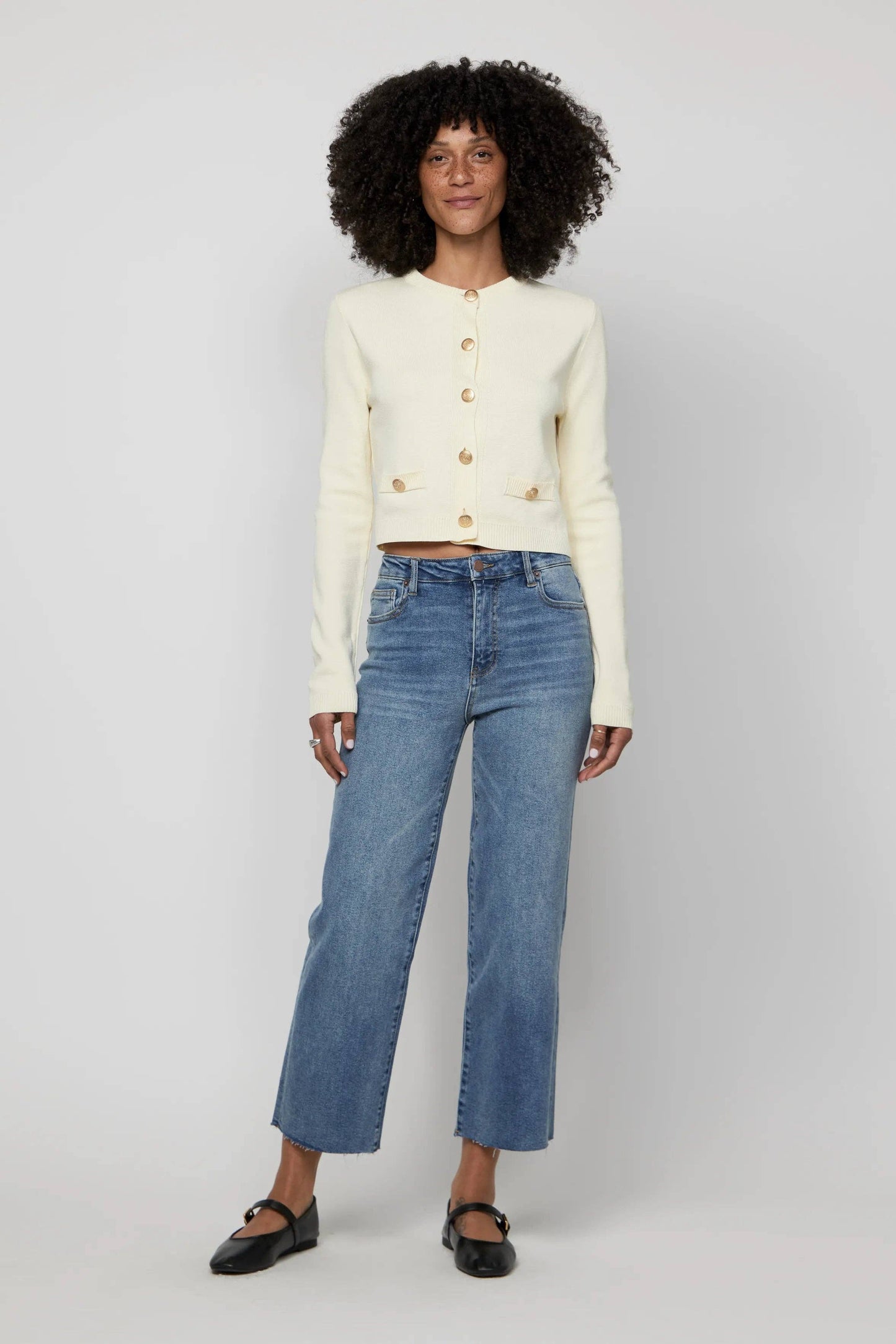 Aberdeen High Rise Wide Leg Crop Faded Indigo Sculpt+