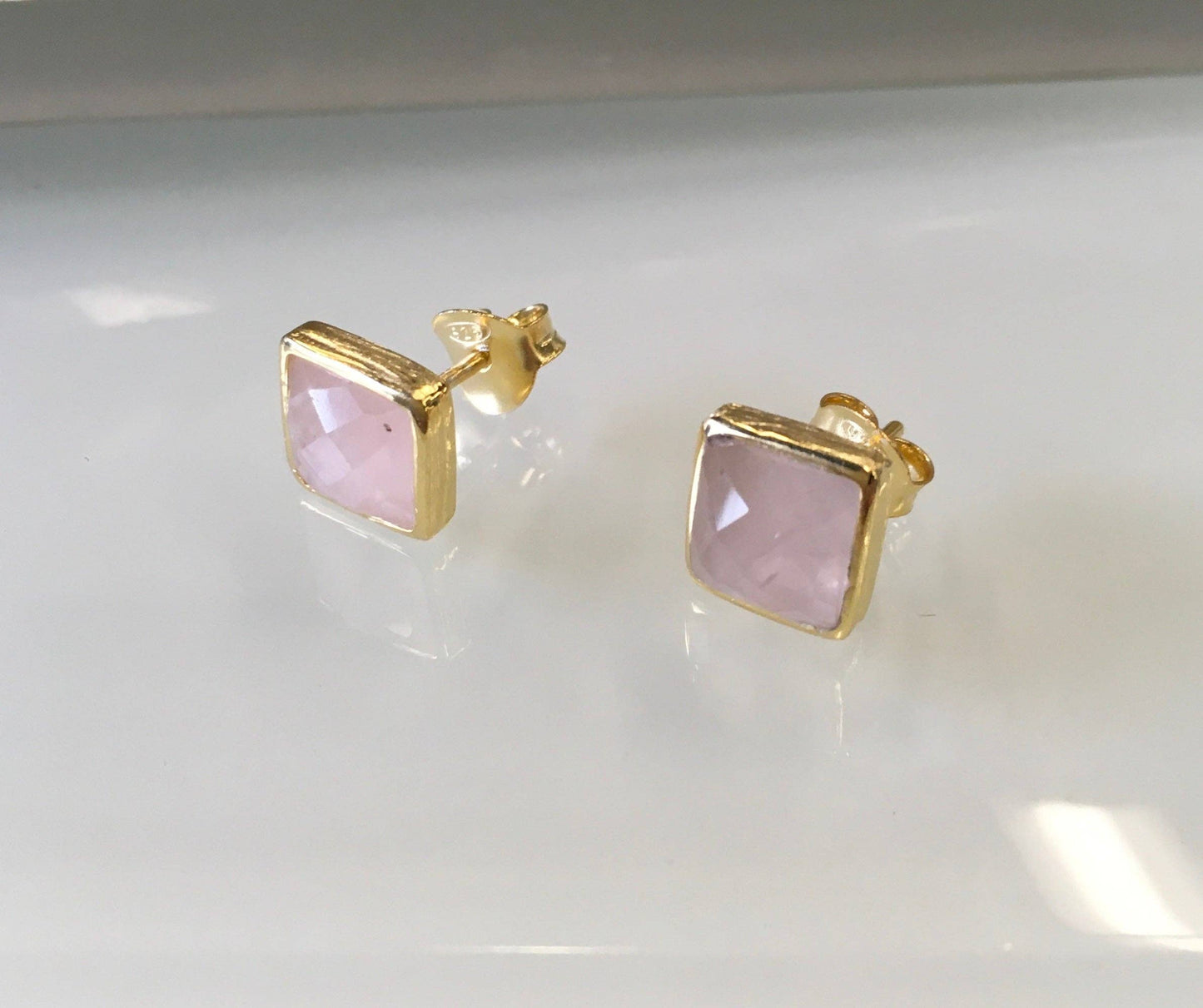 Square Stone Stud Earrings
