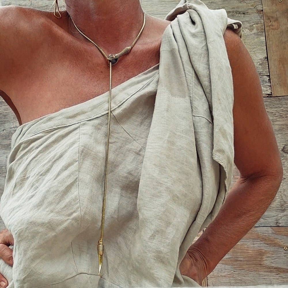 Brass Snake Chain Serpent Lariat Necklace #BX24