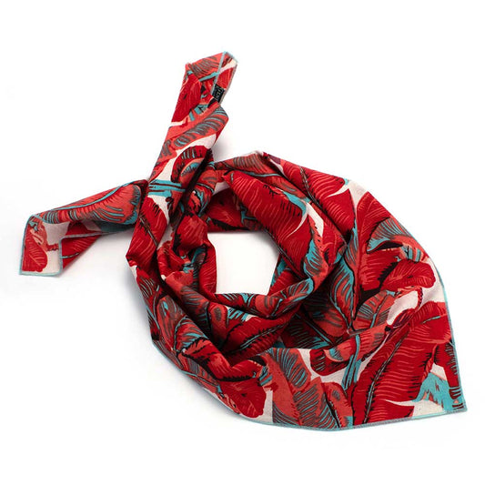 Red Palm Block Print Bandana