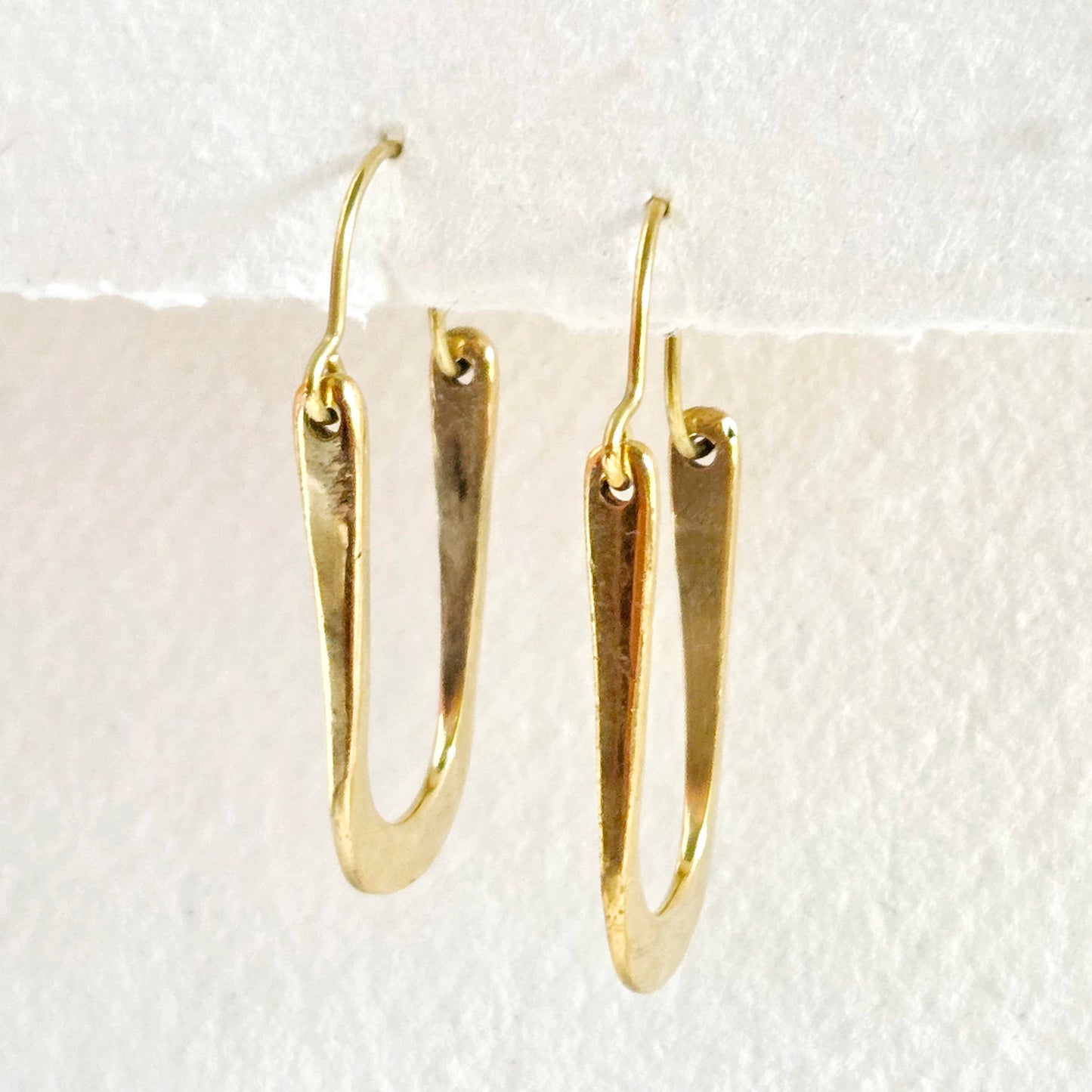 Brass hoop unique handmade oval earrings