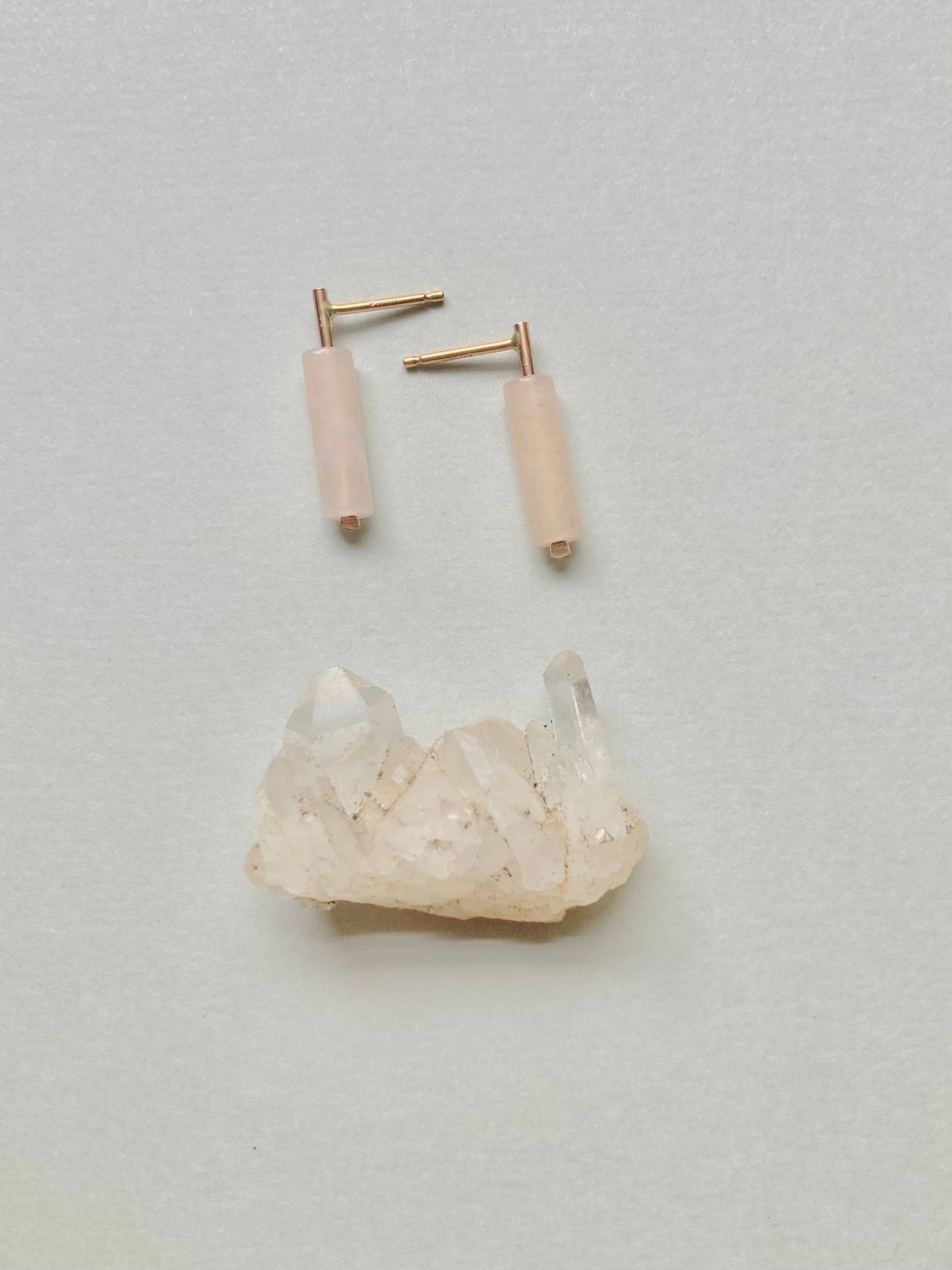 Channel Earring - Minimal Drop Stud with Gemstones in Gold