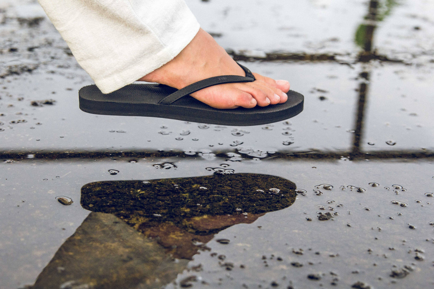 Women's Flip Flops Eco Recycled Soles Fall Footwear - Black