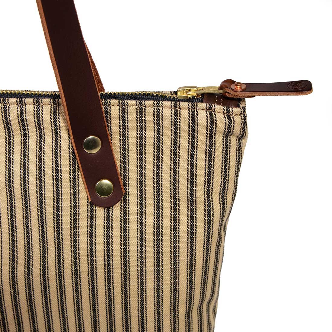 Black Ticking Stripe Portfolio Tote