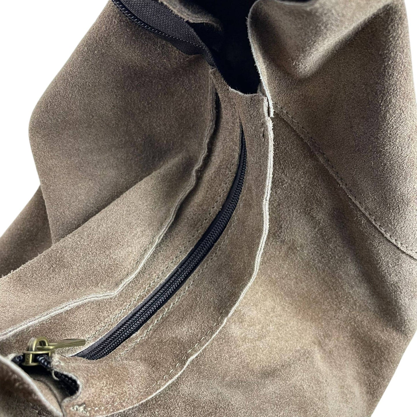 Large Suede + Leather Hobo Bag