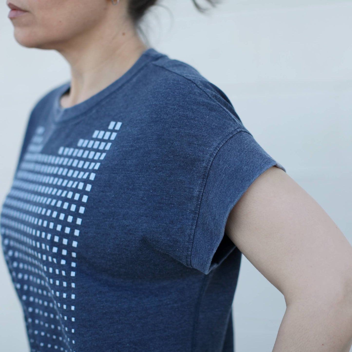 Geometric Minimalist Geo Fade Loose Fit Boxy Tee Navy