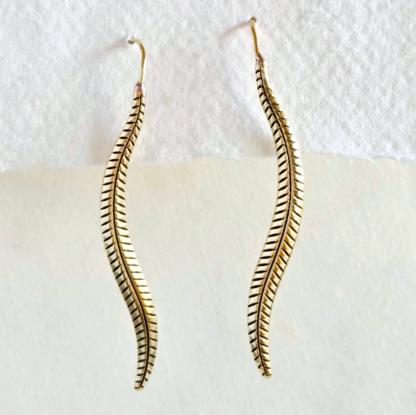 Brass leaf smooth modern elegant leaf earrings