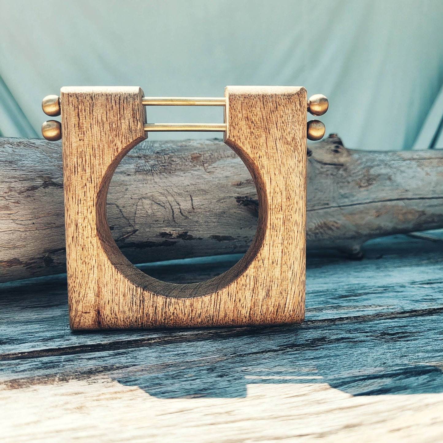 Square orchard wood brass designer bangle bracelet -#BX01