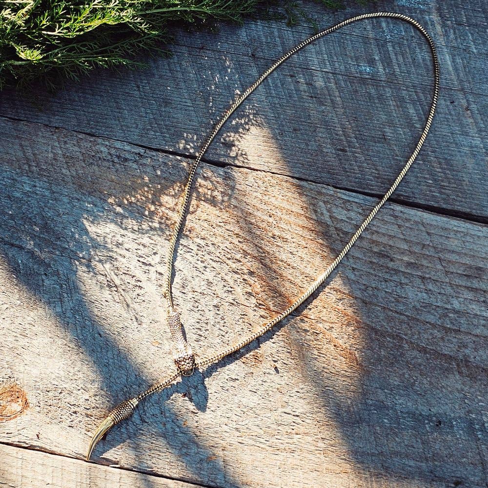 Brass Snake Chain Serpent Lariat Necklace #BX24