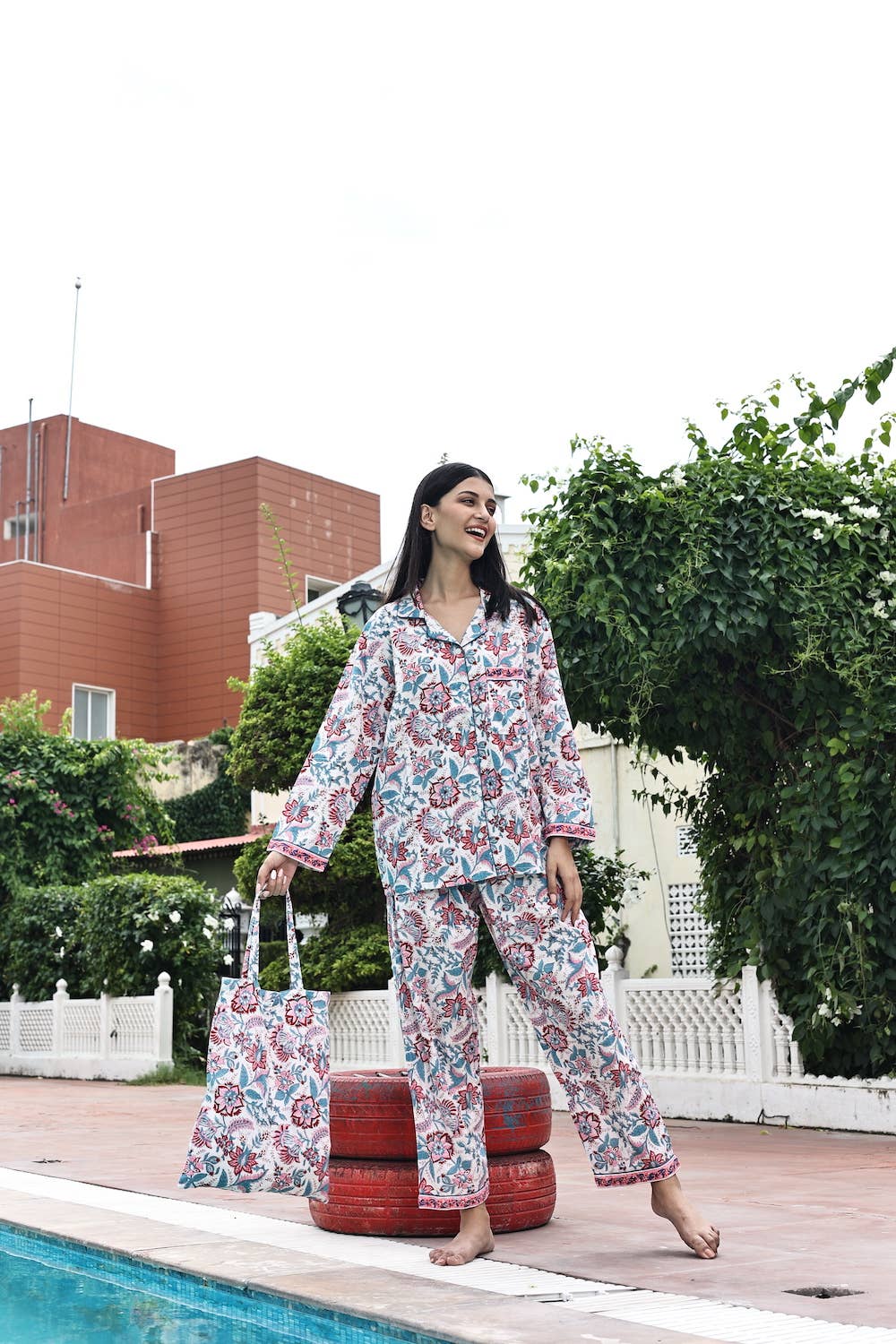 Block Printed Pajamas- 3 Piece Set