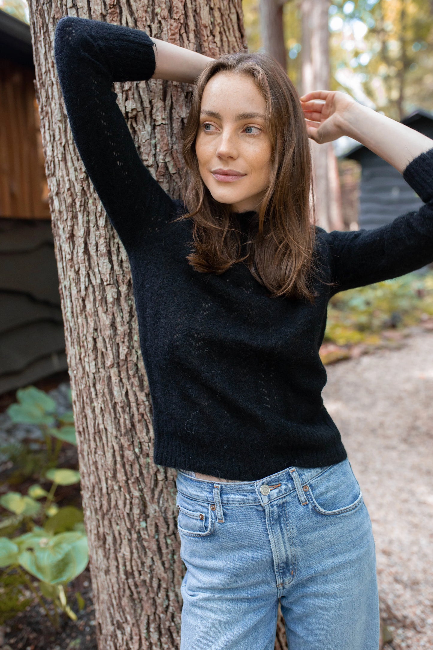 Marea Pointelle Sweater | Black