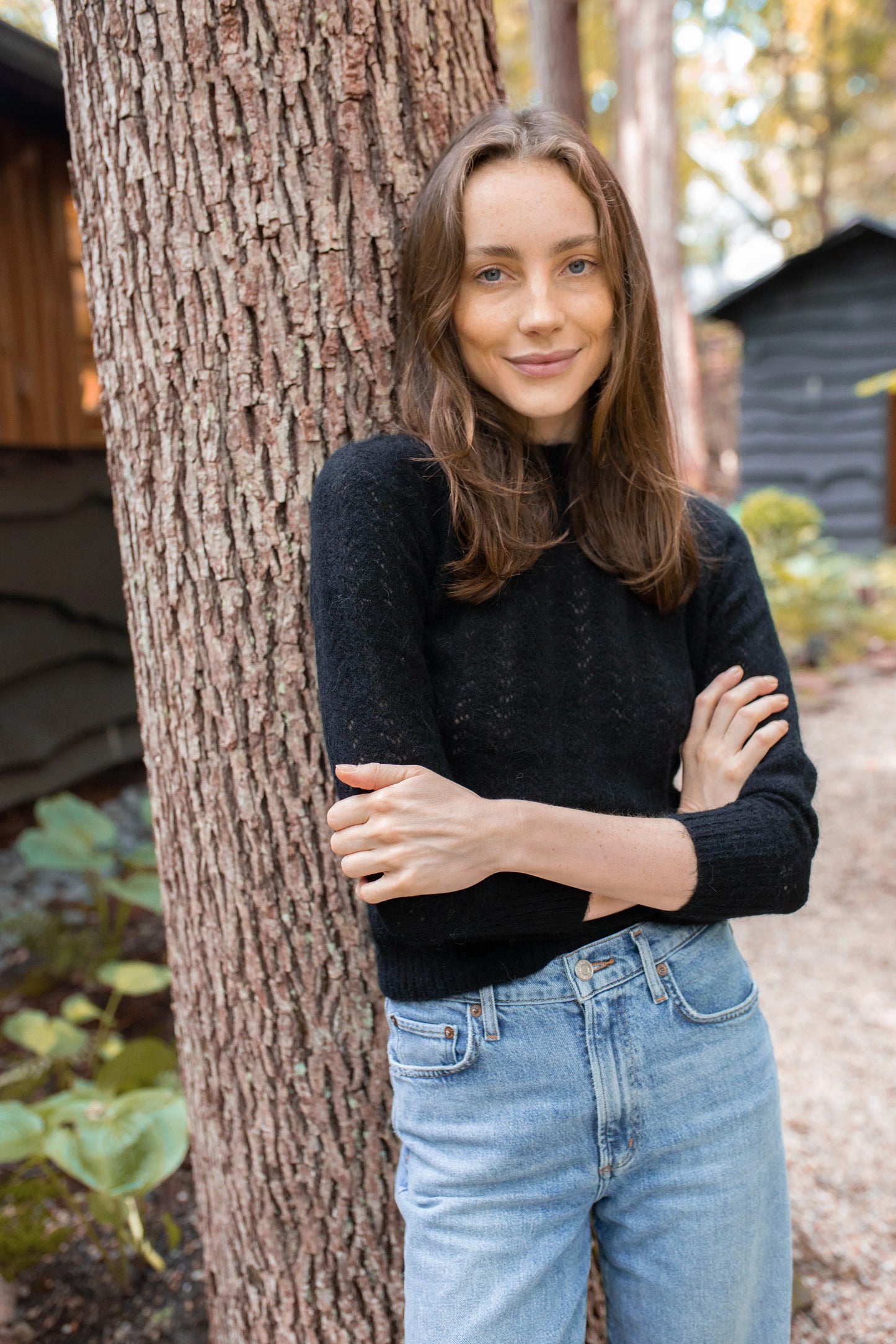 Marea Pointelle Sweater | Black