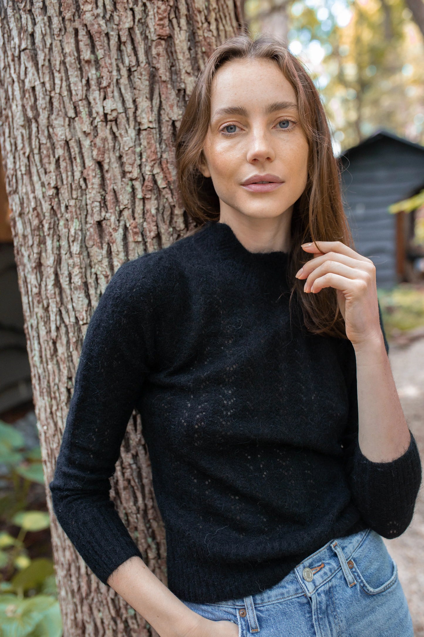 Marea Pointelle Sweater | Black