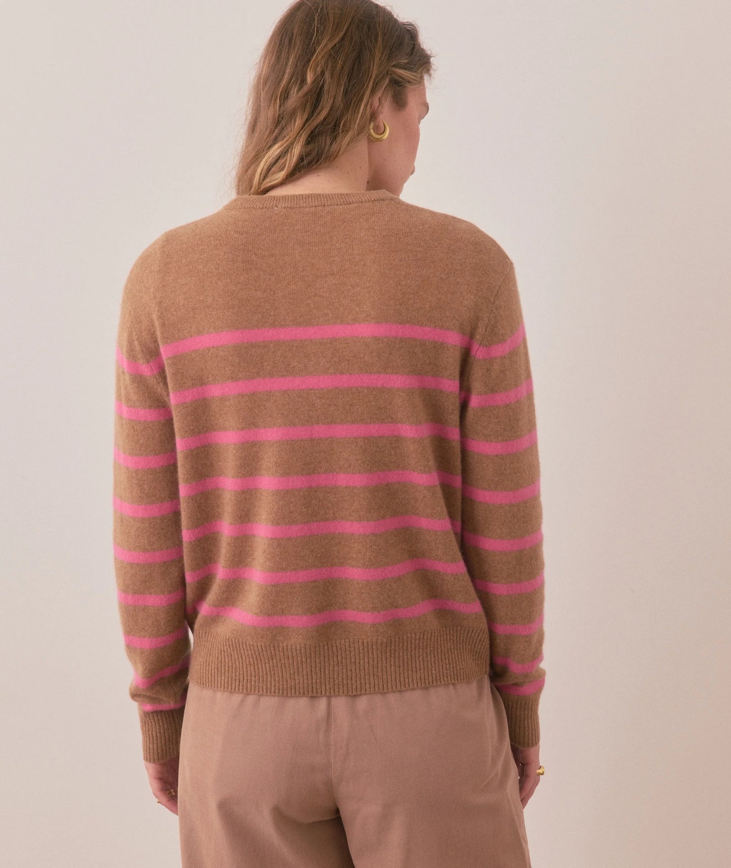 Harper Cashmere Sweater | Camel/Pink