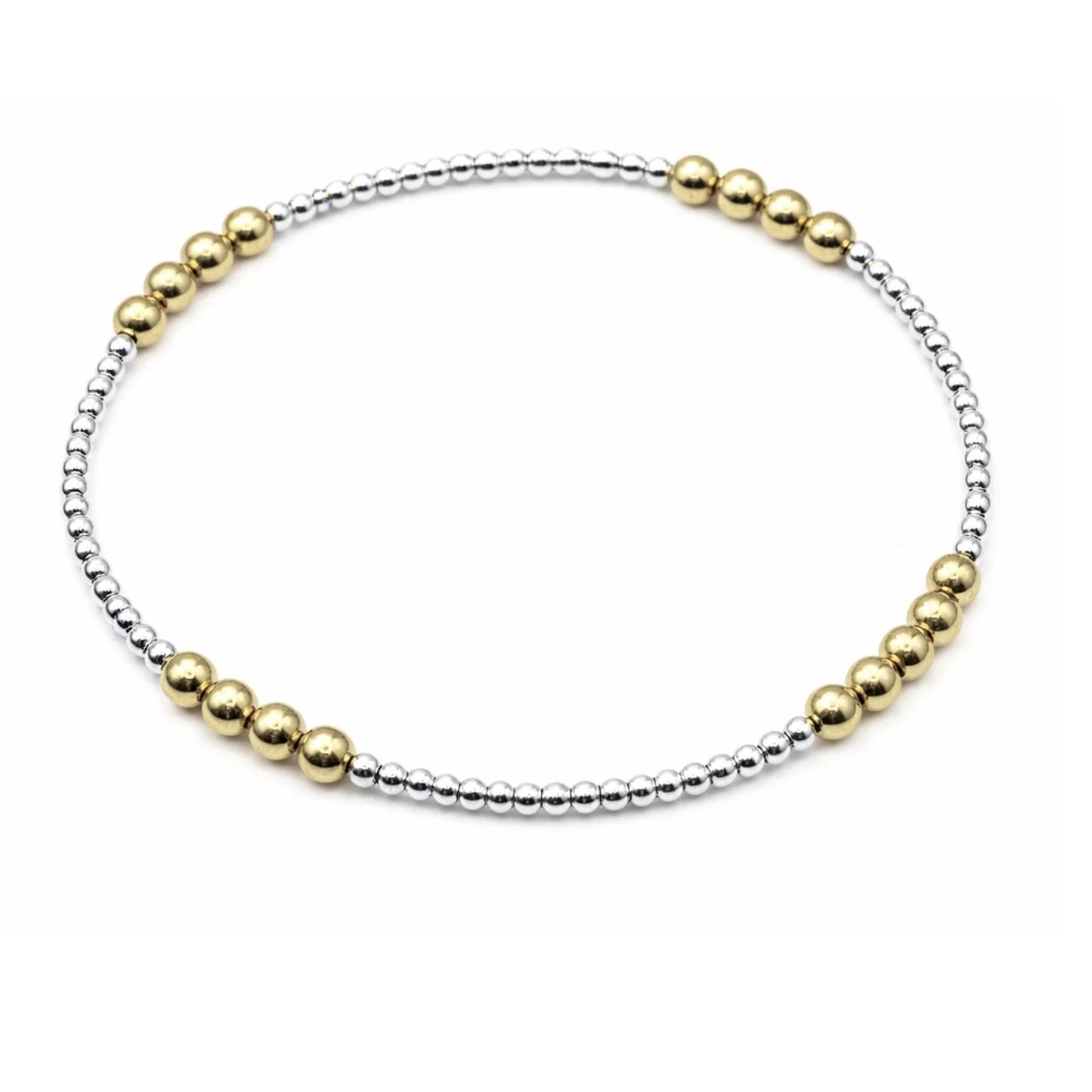 The Hamptons Mix 2x3 Sterling Silver + 14k Gold Filled Beaded Bracelet